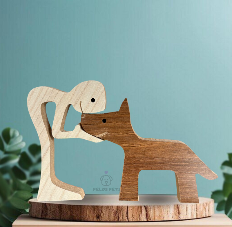 Human and Mutt Wood Sculpture