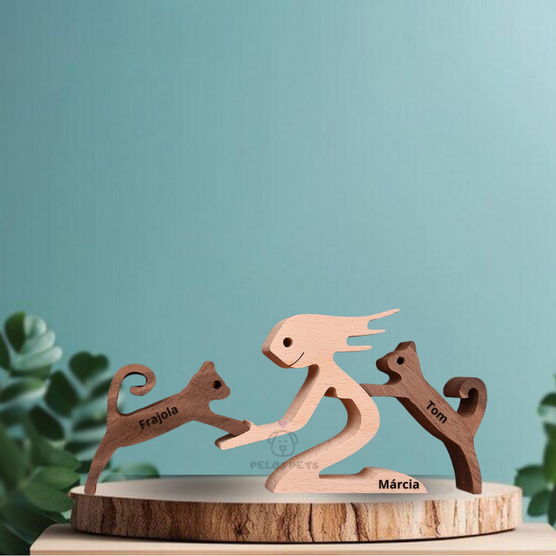 Wooden Sculpture Kittens