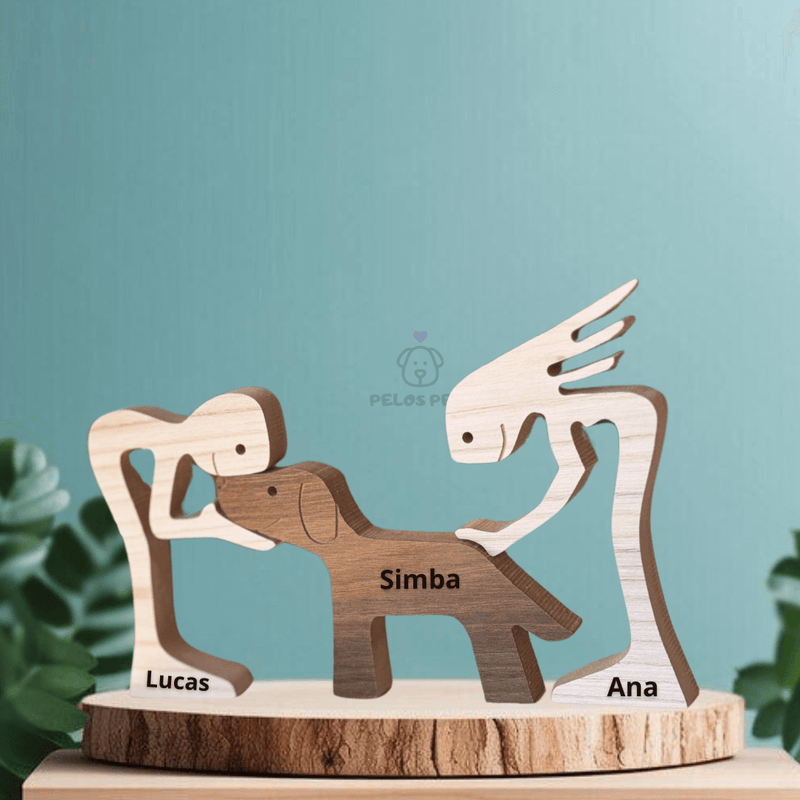 Human and Mixed Breed Pet Wood Sculpture