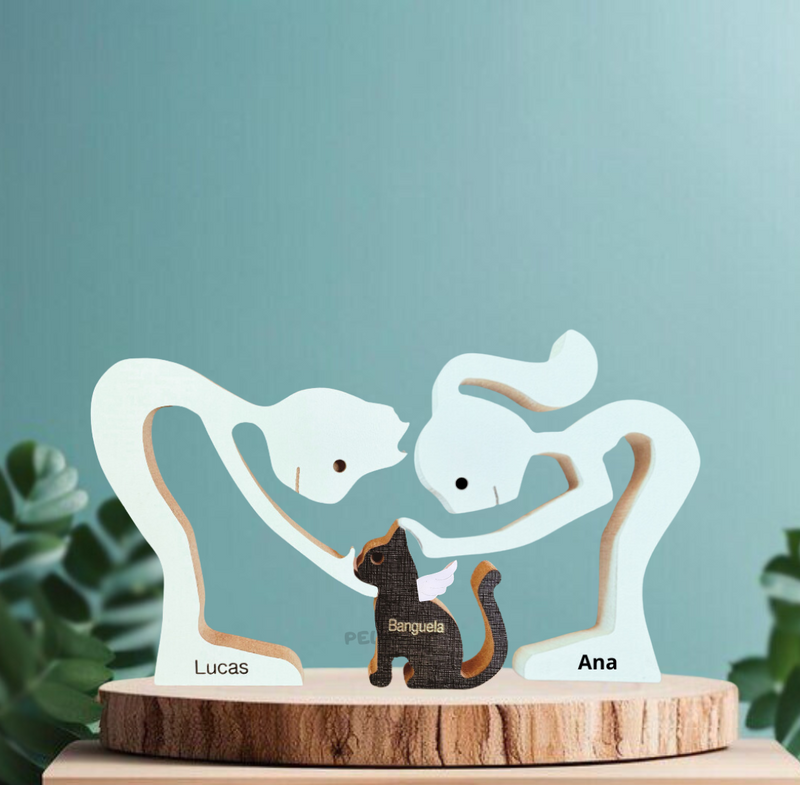 Wooden Sculpture Kittens