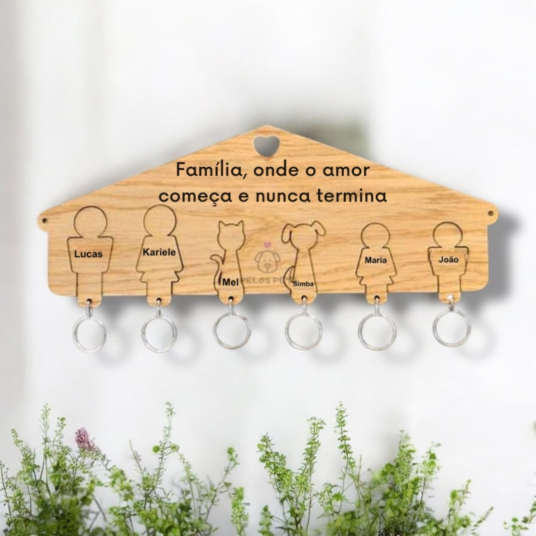 Porta Chaves de Parede MDF Personalizado Com Chaveiros - Decoração e Organização