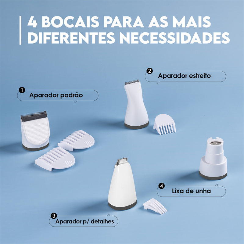 Maquininha Silenciosa Recarregável (Kit de Tosa Pet 4 em 1)