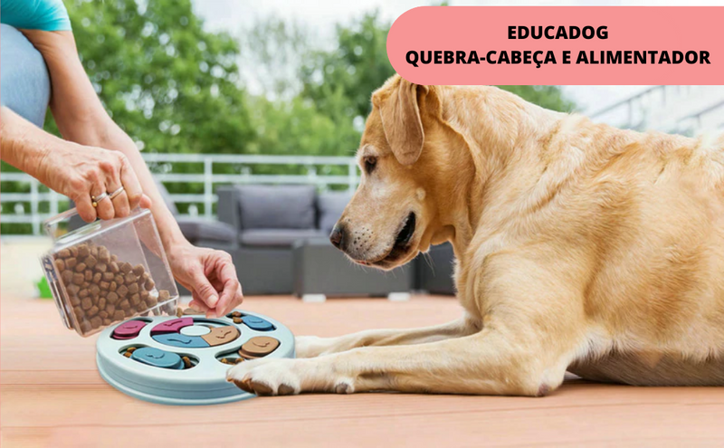 Brinquedo Educativo EDUCADOG Quebra-cabeça e Alimentador Lento