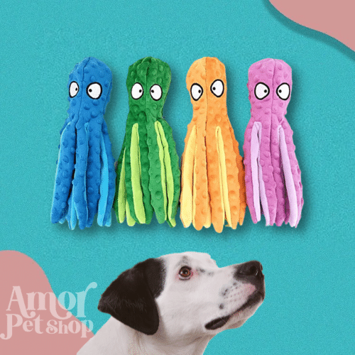 Polvo Lulu Brinquedo Mastigável Anti Stress para Cães