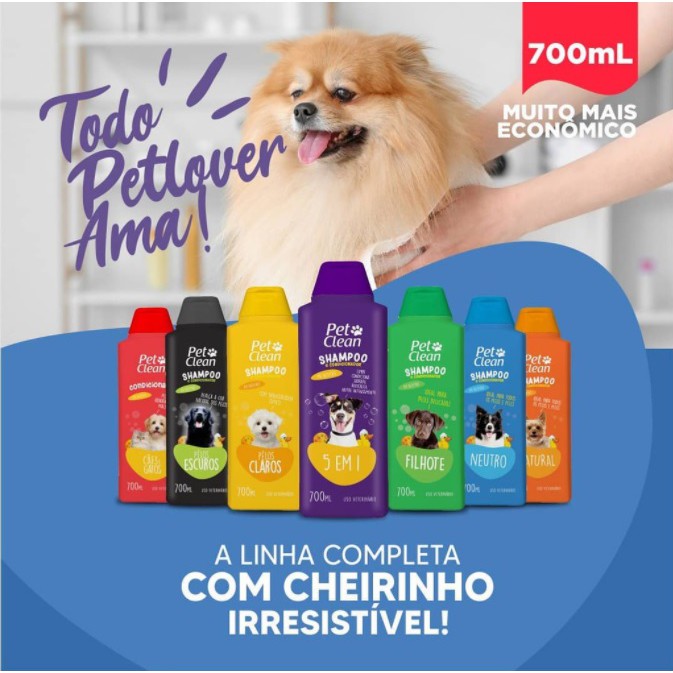 Shampoo e Condicionador CLEAN PET 2 in 1 para Cães e Gatos